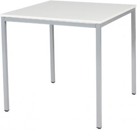 Schaffenburg Domino bureautafel vaste hoogte met 80x80cm lindberg eiken 20mm blad en aluminium (RAL9006) 4-poot frame