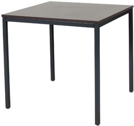 Schaffenburg Domino bureautafel vaste hoogte met 80x80cm wenge donker 20mm blad en zwart (RAL9011) 4-poot frame