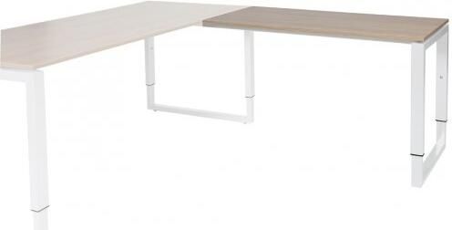 Schaffenburg Domino Plus aanbouwtafel hoogte instelbaar (62-85cm) met 120x60cm'zwevend'kersen licht 20mm blad en wit (RAL9010) O-poot frame