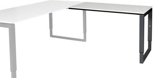 Schaffenburg Domino Plus aanbouwtafel hoogte instelbaar (62-85cm) met 120x60cm'zwevend'krijtwit 20mm blad en zwart (RAL9011) O-poot frame