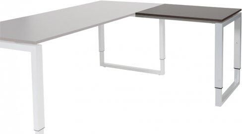 Schaffenburg Domino Plus aanbouwtafel hoogte instelbaar (62-85cm) met 80x60cm'zwevend'licht grijs 20mm blad en aluminium (RAL9006) O-poot frame