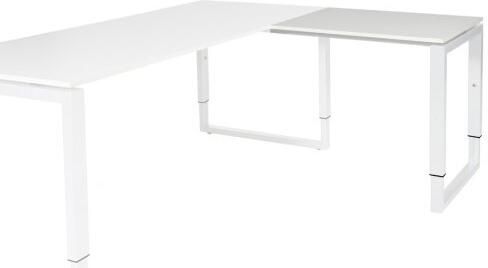 Schaffenburg Domino Plus aanbouwtafel hoogte instelbaar (62-85cm) met 80x60cm'zwevend'krijtwit 20mm blad en wit (RAL9010) O-poot frame