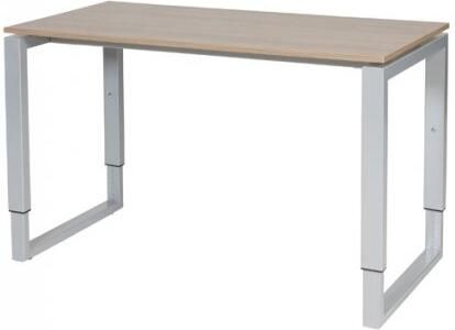 Schaffenburg Domino Plus bureau hoogte instelbaar (62-85cm) met 120x60cm'zwevend'kersen licht 20mm blad en aluminium (RAL9006) O-poot frame