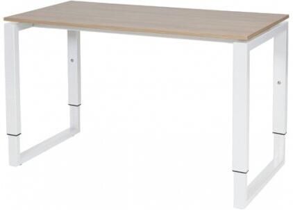 Schaffenburg Domino Plus bureau hoogte instelbaar (62-85cm) met 120x60cm'zwevend'kersen licht 20mm blad en wit (RAL9010) O-poot frame