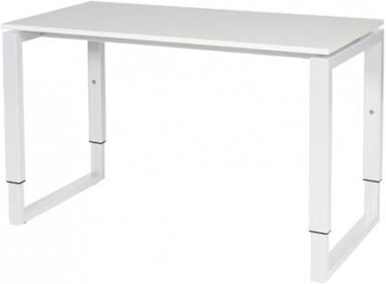 Schaffenburg Domino Plus bureau hoogte instelbaar (62-85cm) met 120x60cm'zwevend'licht grijs 20mm blad en wit (RAL9010) O-poot frame