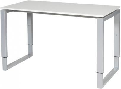 Schaffenburg Domino Plus bureau hoogte instelbaar (62-85cm) met 120x60cm'zwevend'krijtwit 20mm blad en aluminium (RAL9006) O-poot frame