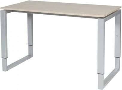 Schaffenburg Domino Plus bureau hoogte instelbaar (62-85cm) met 120x60cm'zwevend'lindberg eiken 20mm blad en aluminium (RAL9006) O-poot frame