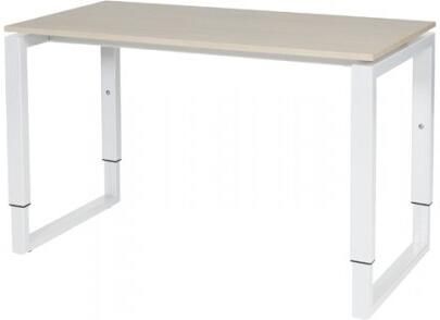 Schaffenburg Domino Plus bureau hoogte instelbaar (62-85cm) met 120x60cm'zwevend'lindberg eiken 20mm blad en wit (RAL9010) O-poot frame