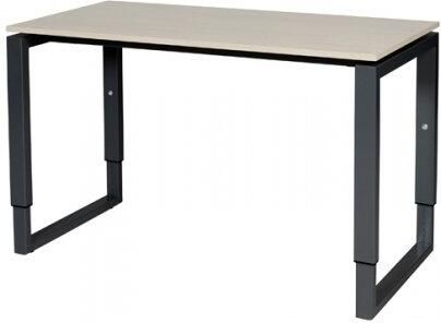 Schaffenburg Domino Plus bureau hoogte instelbaar (62-85cm) met 120x60cm'zwevend'lindberg eiken 20mm blad en zwart (RAL9011) O-poot frame