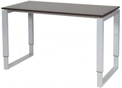 Schaffenburg Domino Plus bureau hoogte instelbaar (62-85cm) met 120x60cm'zwevend'wenge donker 20mm blad en aluminium (RAL9006) O-poot frame