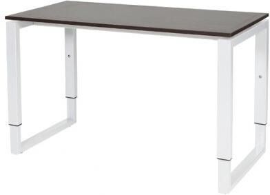 Schaffenburg Domino Plus bureau hoogte instelbaar (62-85cm) met 120x60cm'zwevend'wenge donker 20mm blad en wit (RAL9010) O-poot frame