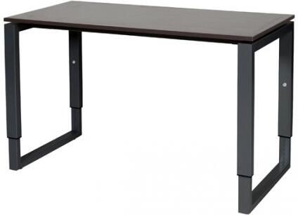 Schaffenburg Domino Plus bureau hoogte instelbaar (62-85cm) met 120x60cm'zwevend'wenge donker 20mm blad en zwart (RAL9011) O-poot frame