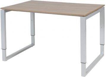 Schaffenburg Domino Plus bureau hoogte instelbaar (62-85cm) met 120x80cm'zwevend'kersen licht 20mm blad en aluminium (RAL9006) O-poot frame