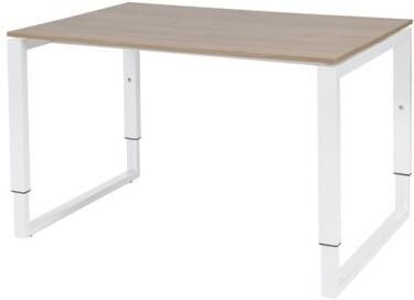 Schaffenburg Domino Plus bureau hoogte instelbaar (62-85cm) met 120x80cm'zwevend'kersen licht 20mm blad en wit (RAL9010) O-poot frame