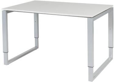 Schaffenburg Domino Plus bureau hoogte instelbaar (62-85cm) met 120x80cm'zwevend'krijtwit 20mm blad en aluminium (RAL9006) O-poot frame