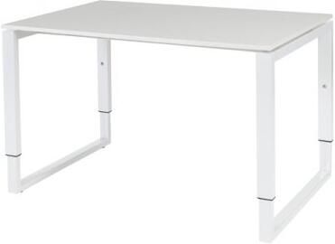 Schaffenburg Domino Plus bureau hoogte instelbaar (62-85cm) met 120x80cm'zwevend'licht grijs 20mm blad en wit (RAL9010) O-poot frame