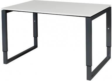 Schaffenburg Domino Plus bureau hoogte instelbaar (62-85cm) met 120x80cm'zwevend'krijtwit 20mm blad en zwart (RAL9011) O-poot frame