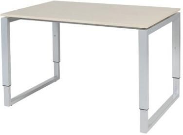 Schaffenburg Domino Plus bureau hoogte instelbaar (62-85cm) met 120x80cm'zwevend'lindberg eiken 20mm blad en aluminium (RAL9006) O-poot frame