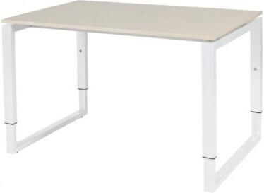 Schaffenburg Domino Plus bureau hoogte instelbaar (62-85cm) met 120x80cm'zwevend'lindberg eiken 20mm blad en wit (RAL9010) O-poot frame