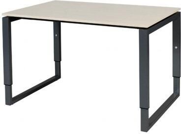 Schaffenburg Domino Plus bureau hoogte instelbaar (62-85cm) met 120x80cm'zwevend'lindberg eiken 20mm blad en zwart (RAL9011) O-poot frame