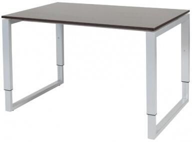 Schaffenburg Domino Plus bureau hoogte instelbaar (62-85cm) met 120x80cm'zwevend'wenge donker 20mm blad en aluminium (RAL9006) O-poot frame
