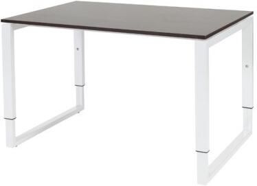 Schaffenburg Domino Plus bureau hoogte instelbaar (62-85cm) met 120x80cm'zwevend'wenge donker 20mm blad en wit (RAL9010) O-poot frame
