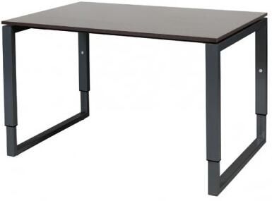 Schaffenburg Domino Plus bureau hoogte instelbaar (62-85cm) met 120x80cm'zwevend'wenge donker 20mm blad en zwart (RAL9011) O-poot frame