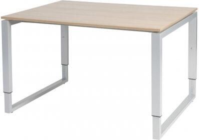 Schaffenburg Domino Plus bureau hoogte instelbaar (62-85cm) met 120x90cm'zwevend'kersen licht 20mm blad en aluminium (RAL9006) O-poot frame