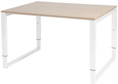 Schaffenburg Domino Plus bureau hoogte instelbaar (62-85cm) met 120x90cm'zwevend'kersen licht 20mm blad en wit (RAL9010) O-poot frame