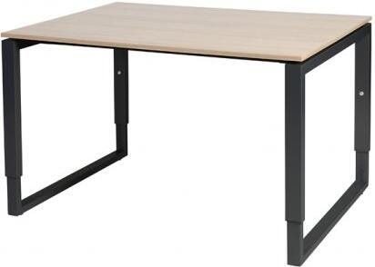 Schaffenburg Domino Plus bureau hoogte instelbaar (62-85cm) met 120x90cm'zwevend'kersen licht 20mm blad en zwart (RAL9011) O-poot frame