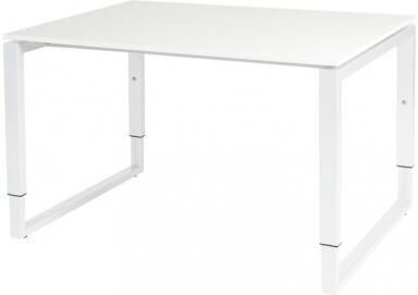 Schaffenburg Domino Plus bureau hoogte instelbaar (62-85cm) met 120x90cm'zwevend'licht grijs 20mm blad en wit (RAL9010) O-poot frame