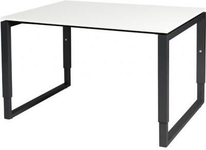 Schaffenburg Domino Plus bureau hoogte instelbaar (62-85cm) met 120x90cm'zwevend'krijtwit 20mm blad en zwart (RAL9011) O-poot frame
