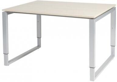 Schaffenburg Domino Plus bureau hoogte instelbaar (62-85cm) met 120x90cm'zwevend'lindberg eiken 20mm blad en aluminium (RAL9006) O-poot frame
