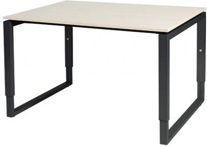 Schaffenburg Domino Plus bureau hoogte instelbaar (62-85cm) met 120x90cm'zwevend'lindberg eiken 20mm blad en zwart (RAL9011) O-poot frame