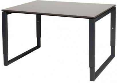 Schaffenburg Domino Plus bureau hoogte instelbaar (62-85cm) met 120x90cm'zwevend'wenge donker 20mm blad en zwart (RAL9011) O-poot frame