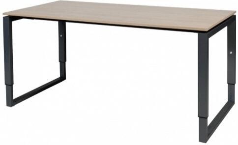 Schaffenburg Domino Plus bureau hoogte instelbaar (62-85cm) met 160x80cm'zwevend'kersen licht 20mm blad en zwart (RAL9011) O-poot frame