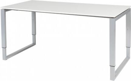 Schaffenburg Domino Plus bureau hoogte instelbaar (62-85cm) met 160x80cm'zwevend'krijtwit 20mm blad en aluminium (RAL9006) O-poot frame