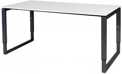 Schaffenburg Domino Plus bureau hoogte instelbaar (62-85cm) met 160x80cm'zwevend'licht grijs 20mm blad en zwart (RAL9011) O-poot frame