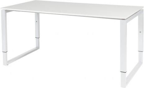 Schaffenburg Domino Plus bureau hoogte instelbaar (62-85cm) met 160x80cm'zwevend'krijtwit 20mm blad en wit (RAL9010) O-poot frame
