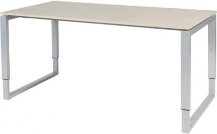 Schaffenburg Domino Plus bureau hoogte instelbaar (62-85cm) met 160x80cm'zwevend'lindberg eiken 20mm blad en aluminium (RAL9006) O-poot frame