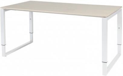 Schaffenburg Domino Plus bureau hoogte instelbaar (62-85cm) met 160x80cm'zwevend'lindberg eiken 20mm blad en wit (RAL9010) O-poot frame