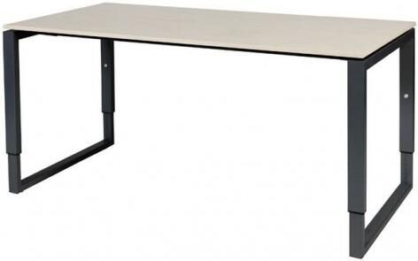 Schaffenburg Domino Plus bureau hoogte instelbaar (62-85cm) met 160x80cm'zwevend'lindberg eiken 20mm blad en zwart (RAL9011) O-poot frame
