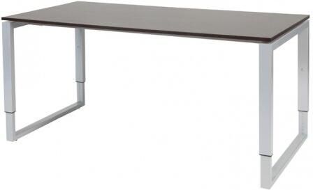 Schaffenburg Domino Plus bureau hoogte instelbaar (62-85cm) met 160x80cm'zwevend'wenge donker 20mm blad en aluminium (RAL9006) O-poot frame
