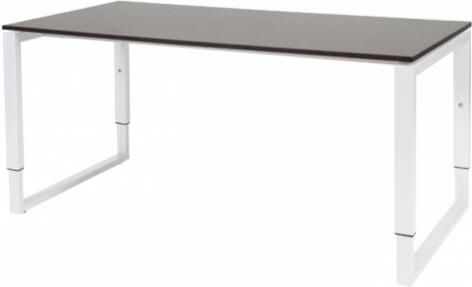 Schaffenburg Domino Plus bureau hoogte instelbaar (62-85cm) met 160x80cm'zwevend'wenge donker 20mm blad en wit (RAL9010) O-poot frame