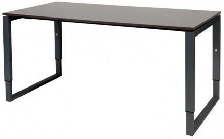 Schaffenburg Domino Plus bureau hoogte instelbaar (62-85cm) met 160x80cm'zwevend'wenge donker 20mm blad en zwart (RAL9011) O-poot frame
