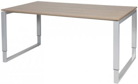 Schaffenburg Domino Plus bureau hoogte instelbaar (62-85cm) met 160x90cm'zwevend'kersen licht 20mm blad en aluminium (RAL9006) O-poot frame