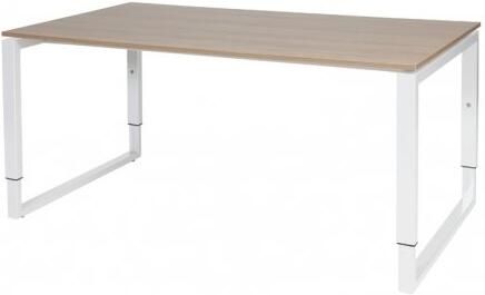 Schaffenburg Domino Plus bureau hoogte instelbaar (62-85cm) met 160x90cm'zwevend'kersen licht 20mm blad en wit (RAL9010) O-poot frame