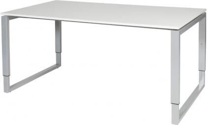 Schaffenburg Domino Plus bureau hoogte instelbaar (62-85cm) met 160x90cm'zwevend'licht grijs 20mm blad en aluminium (RAL9006) O-poot frame