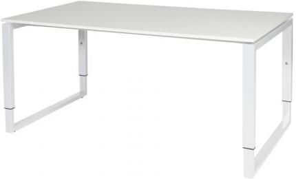Schaffenburg Domino Plus bureau hoogte instelbaar (62-85cm) met 160x90cm'zwevend'licht grijs 20mm blad en wit (RAL9010) O-poot frame