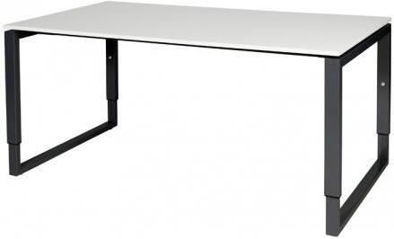 Schaffenburg Domino Plus bureau hoogte instelbaar (62-85cm) met 160x90cm'zwevend'licht grijs 20mm blad en zwart (RAL9011) O-poot frame